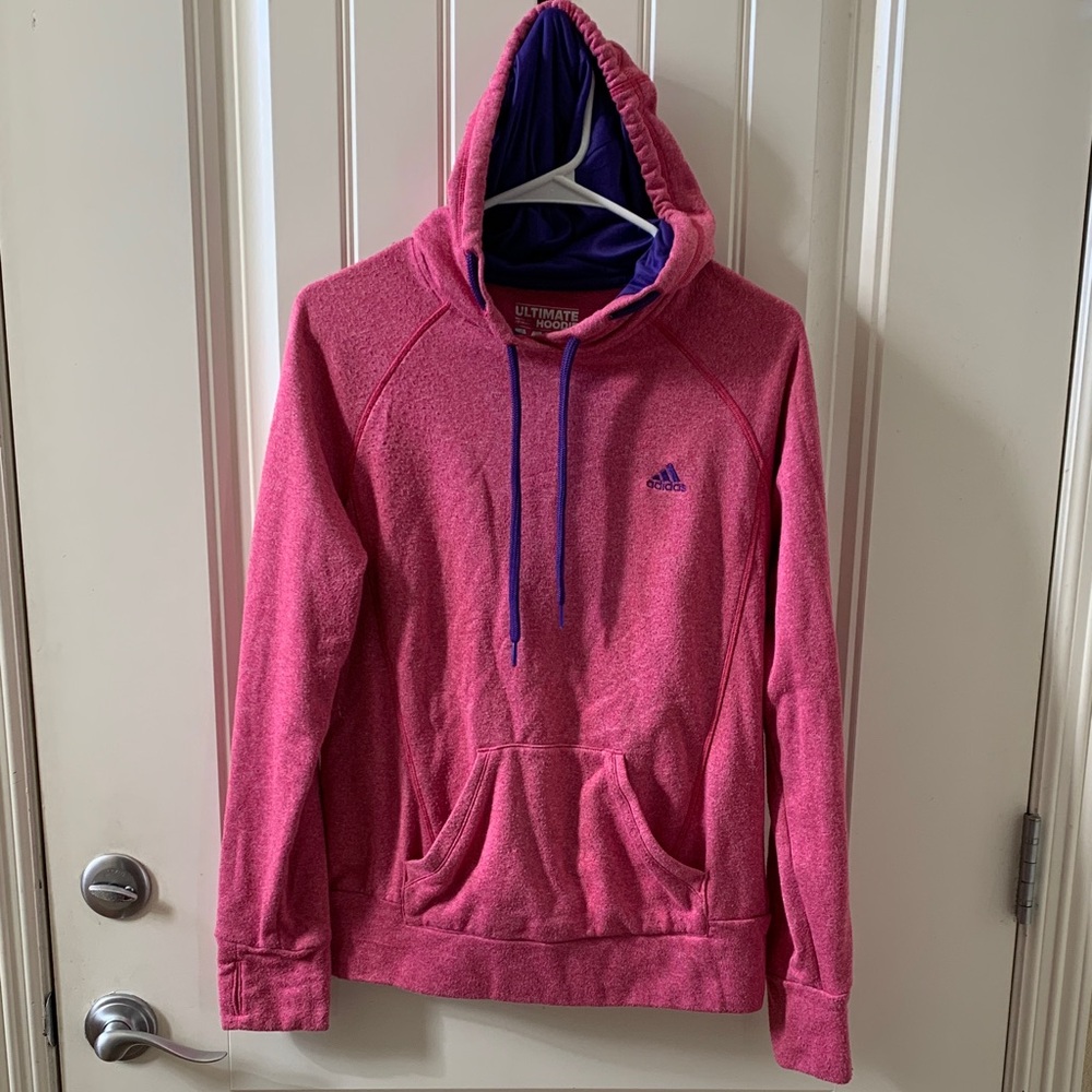 Adidas Vibrant Pink Hoodie with Deep Purple Accents